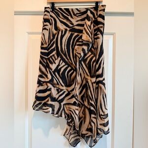 DKNY Black and Tan Asymmetrical Skirt